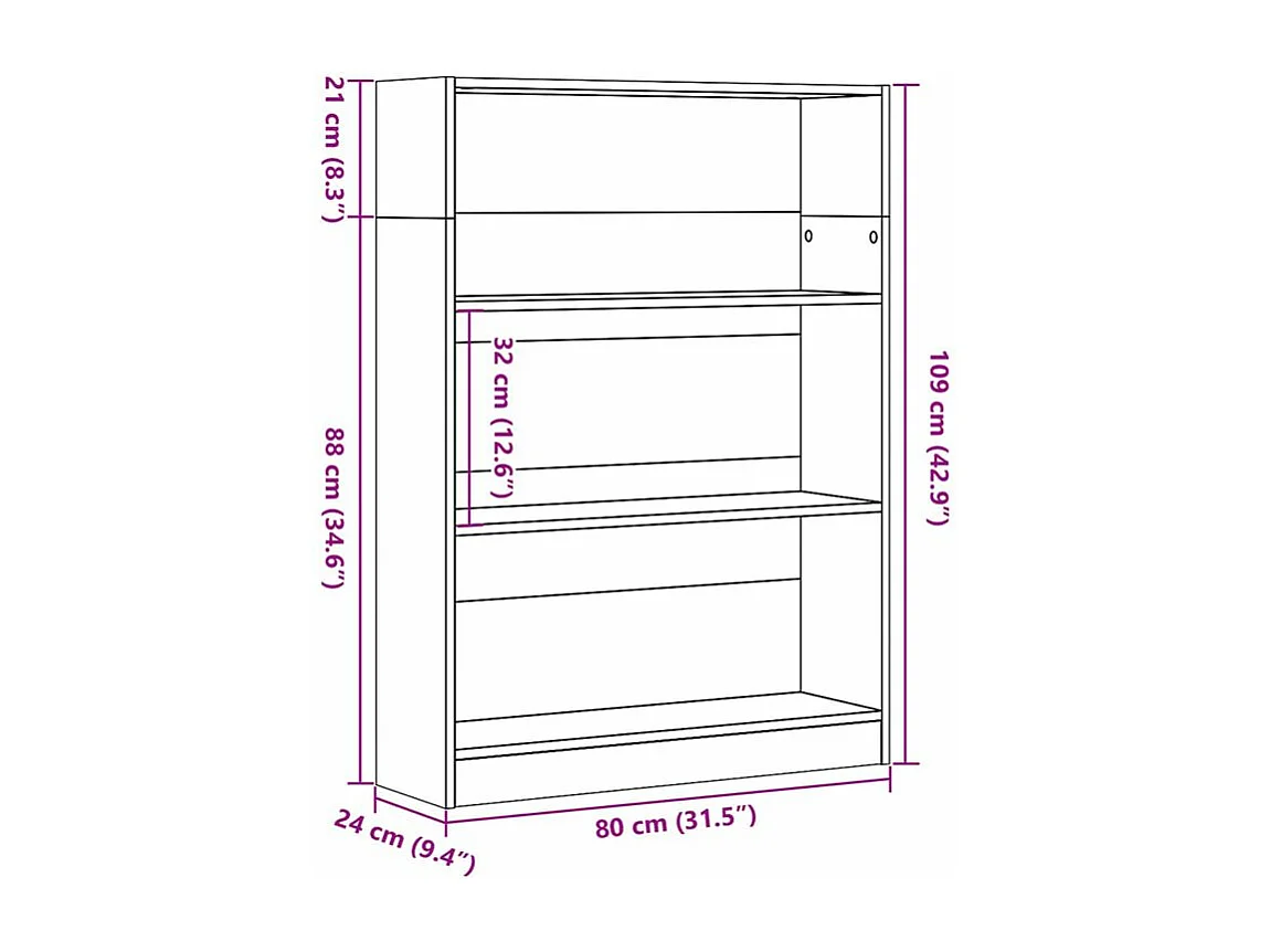 Bibliothèque chêne sonoma 80x24x109 bois d'ingénierie