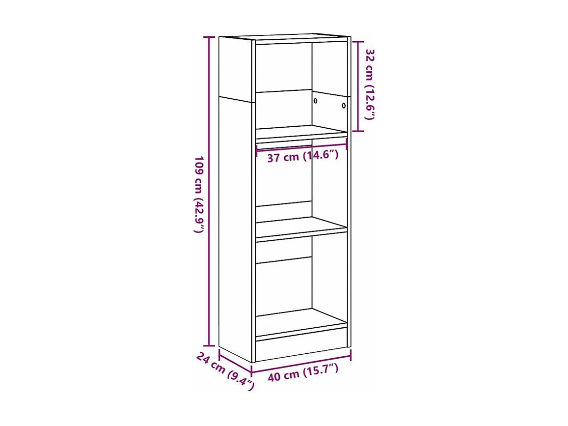 Bibliothèque chêne fumé 40x24x109 bois d'ingénierie