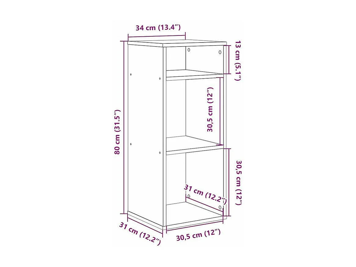 Bibliothèque blanc 34x31x80 bois d'ingénierie