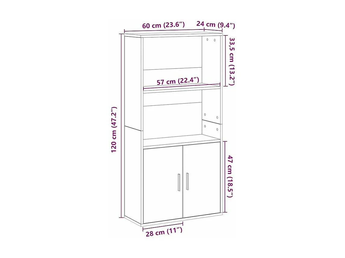 Bibliothèque vieux bois 60x24x120 bois d'ingénierie