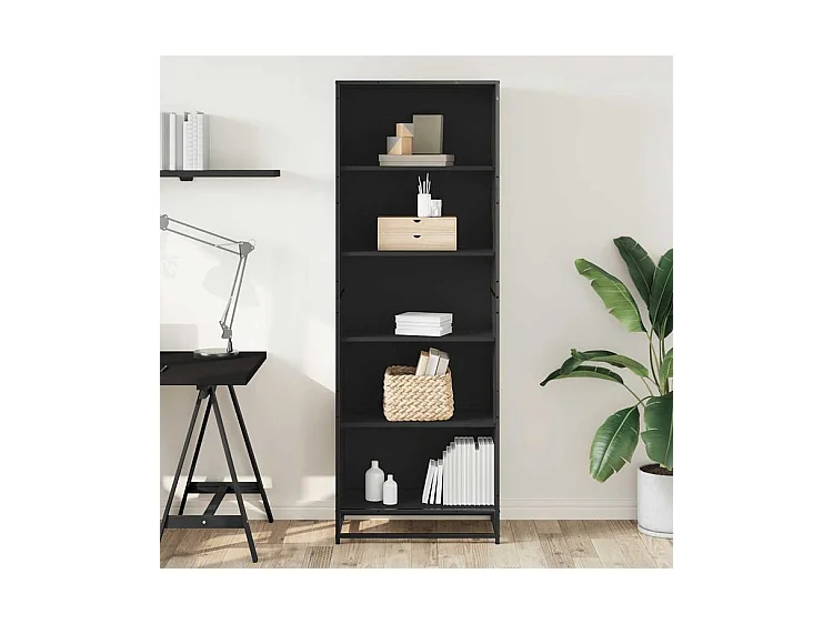 Bibliothèque noir 60x35x170,5 bois d'ingénierie