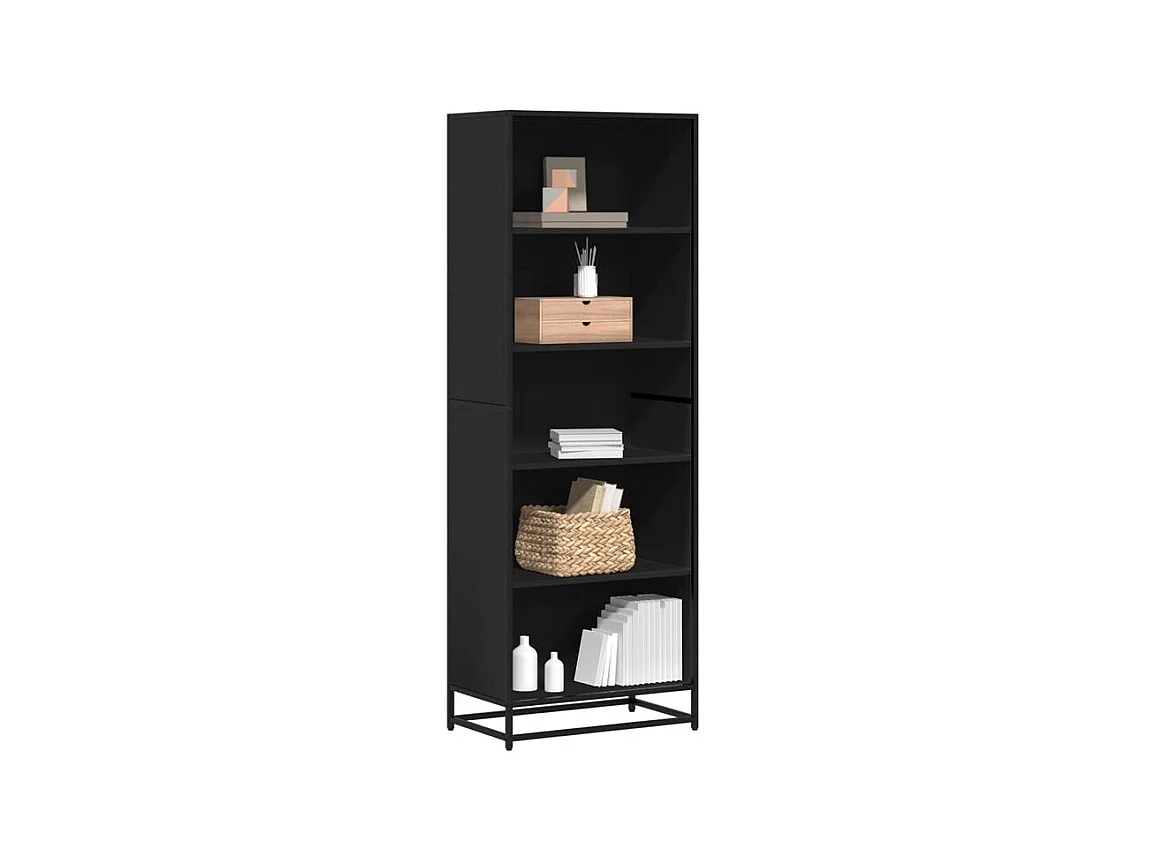 Bibliothèque noir 60x35x170,5 bois d'ingénierie