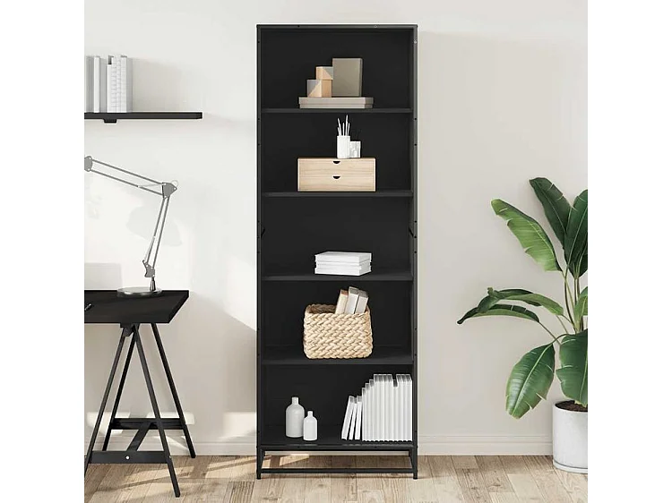Bibliothèque noir 60x35x170,5 bois d'ingénierie