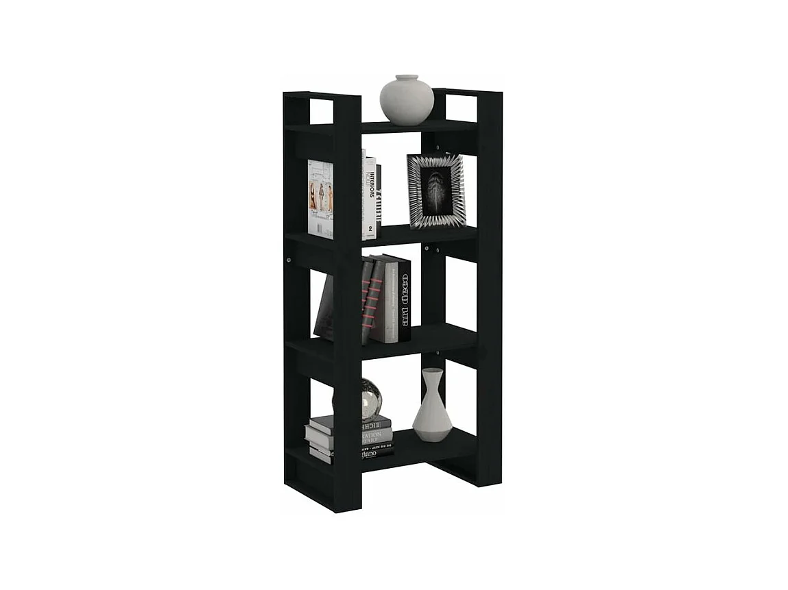 Bibliothèque-Séparateur de pièce Noir 60x35x125 Bois massif