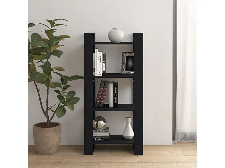 Bibliothèque-Séparateur de pièce Noir 60x35x125 Bois massif