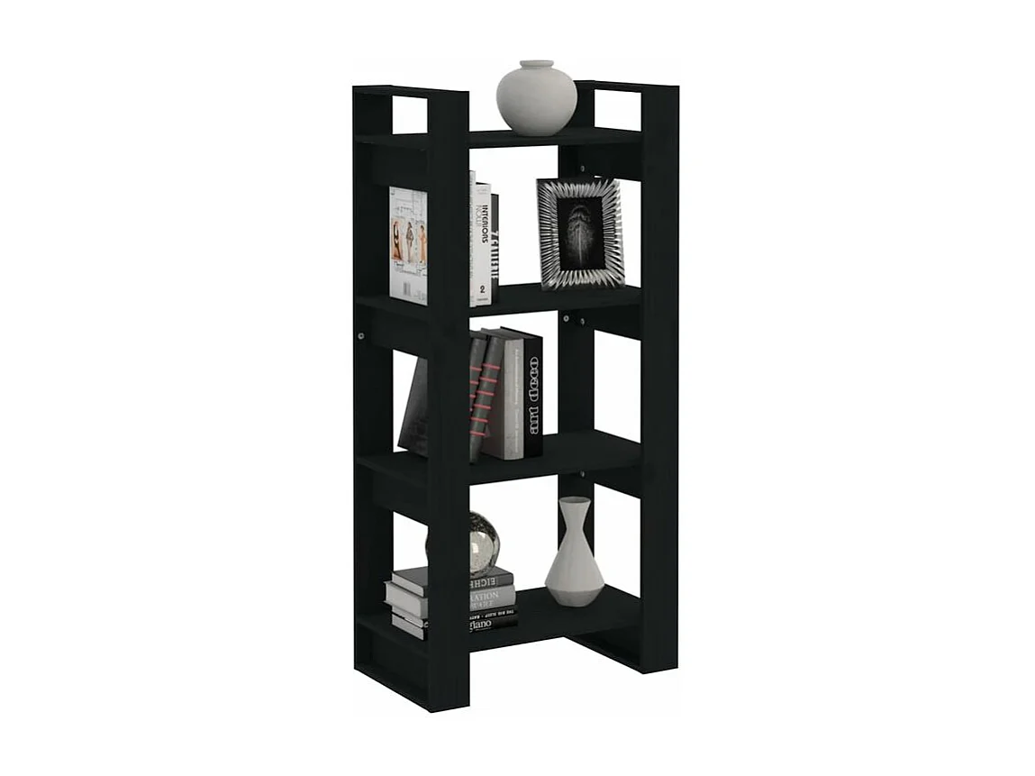 Bibliothèque-Séparateur de pièce Noir 60x35x125 Bois massif