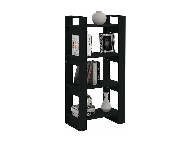 Bibliothèque-Séparateur de pièce Noir 60x35x125 Bois massif