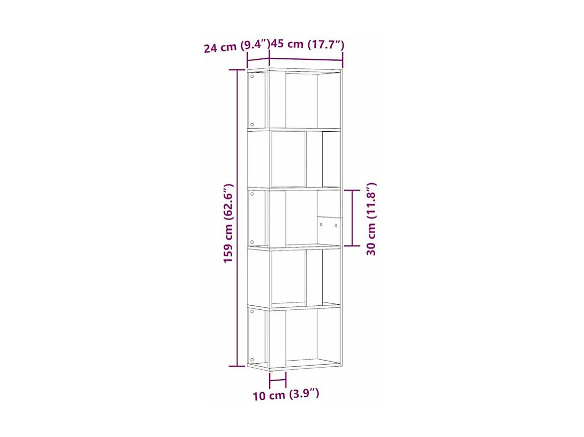Bibliothèque-Séparateur de pièce Valika 45cm - Compact et fonctionnel-Couleur Marron noisette