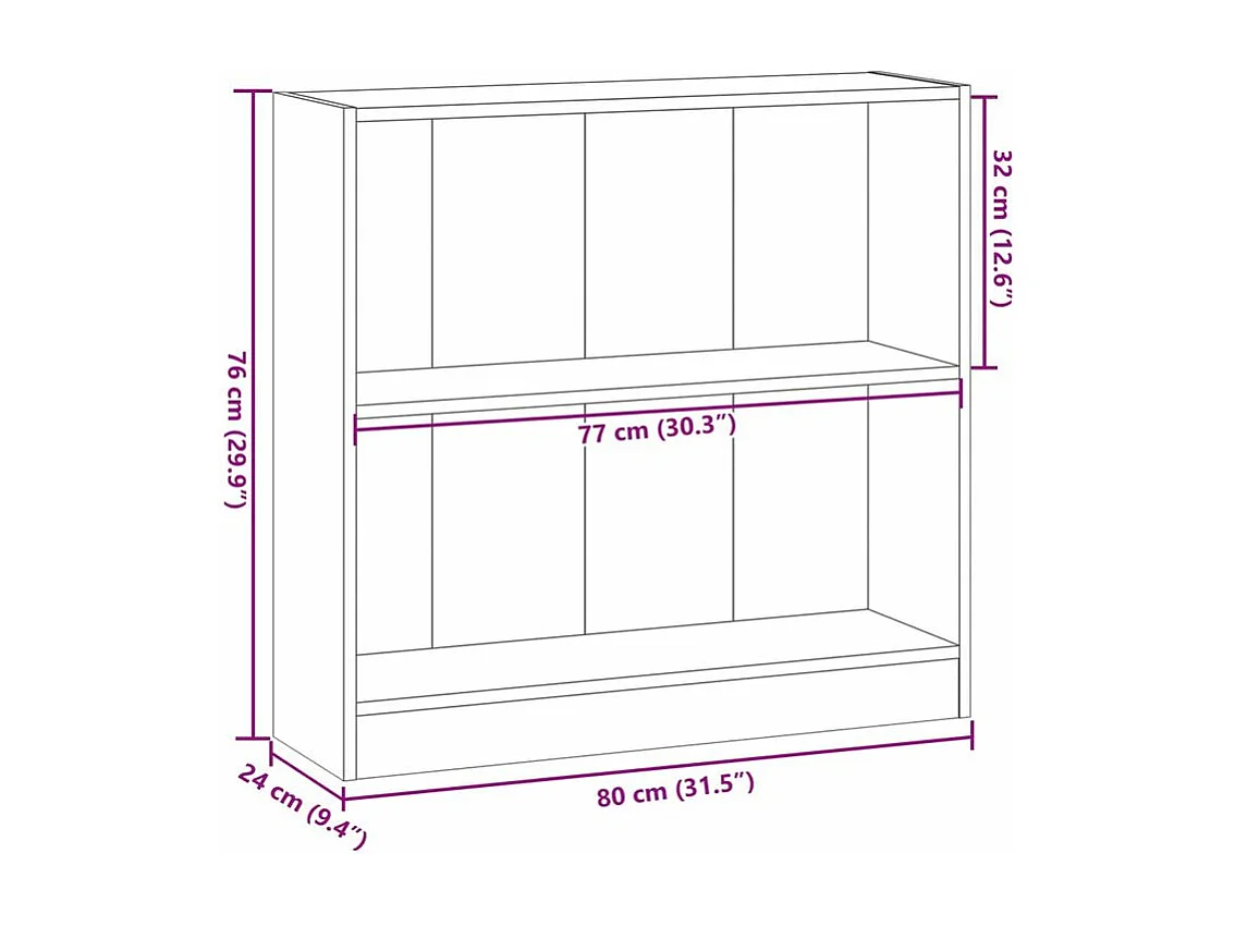 Bibliothèque vieux bois 80x24x76 bois d'ingénierie