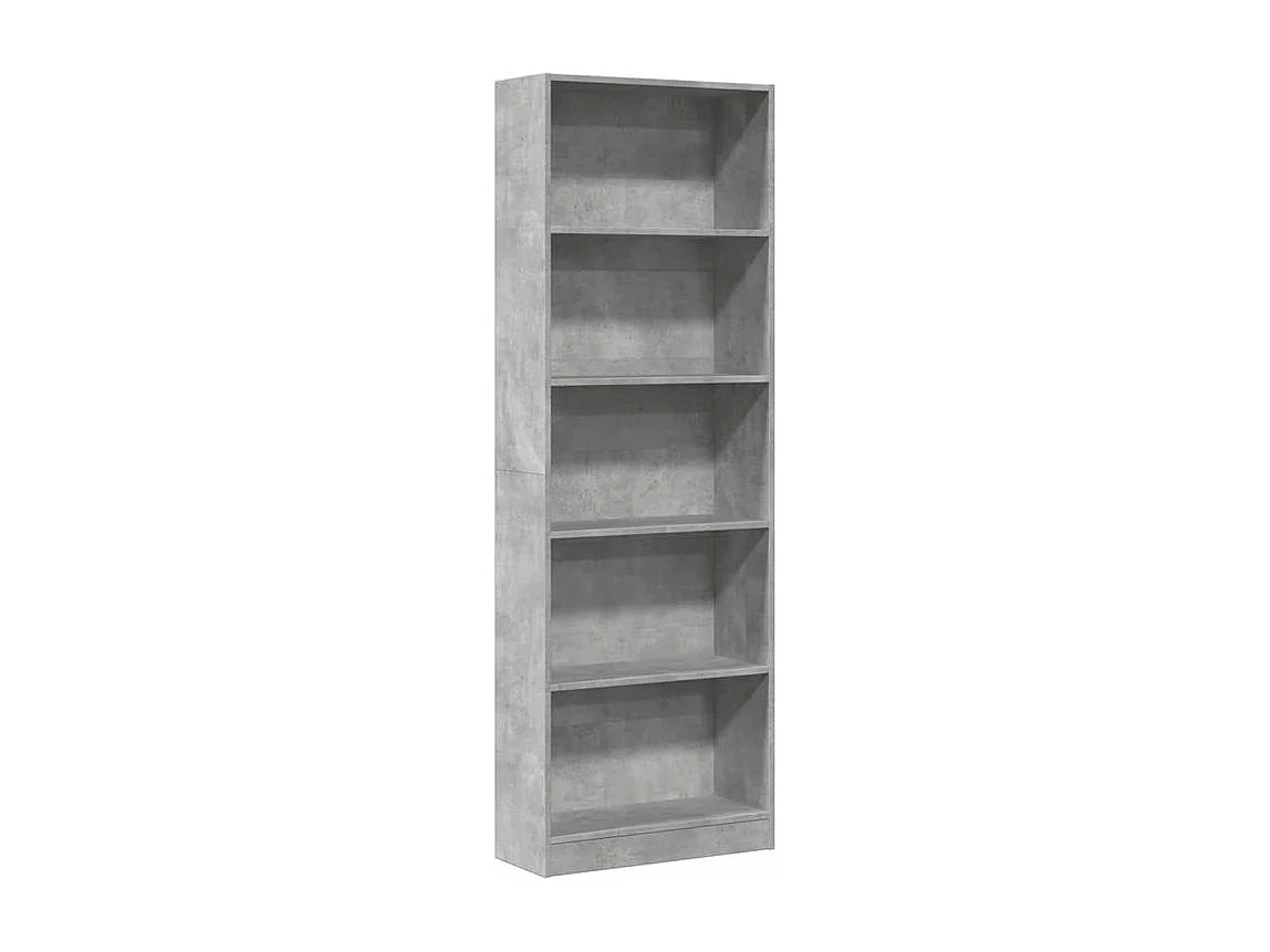 Bibliothèque gris béton 60x24x176 bois d'ingénierie