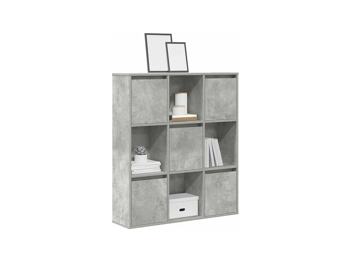 Meuble de rangement Kate 89cm - 4 niches 5 portes-Couleur Gris béton