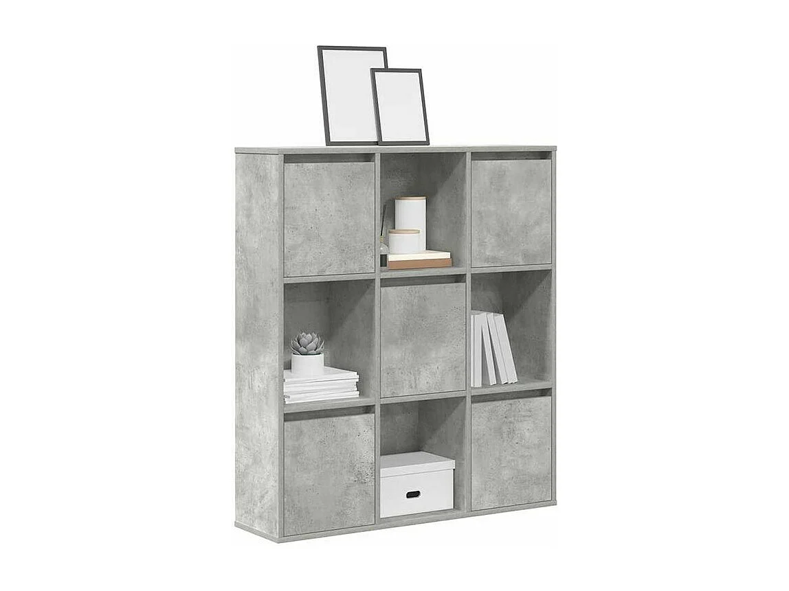 Meuble de rangement Kate 89cm - 4 niches 5 portes-Couleur Gris béton