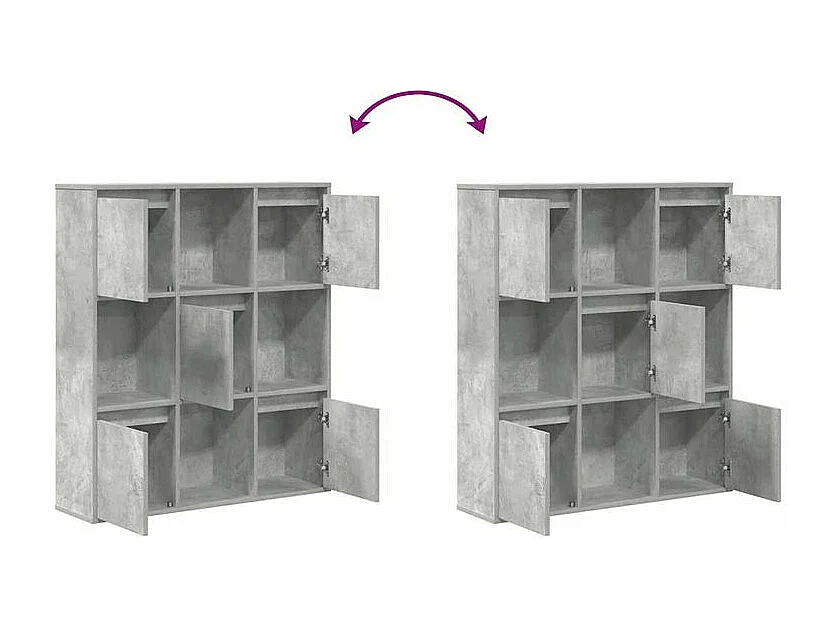 Meuble de rangement Kate 89cm - 4 niches 5 portes-Couleur Gris béton