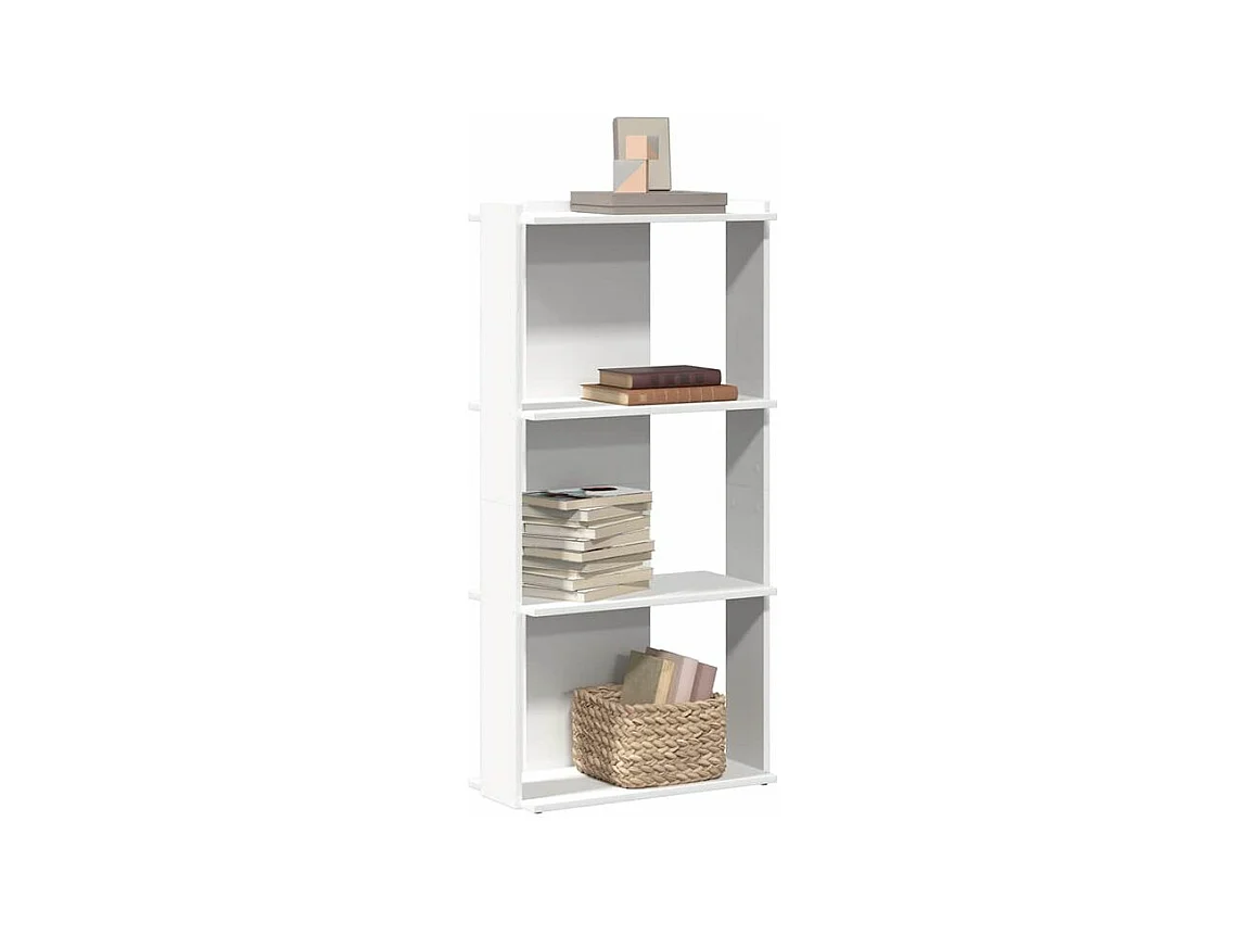 Bibliothèque à 3 niveaux blanc 60x30x120 bois d'ingénierie