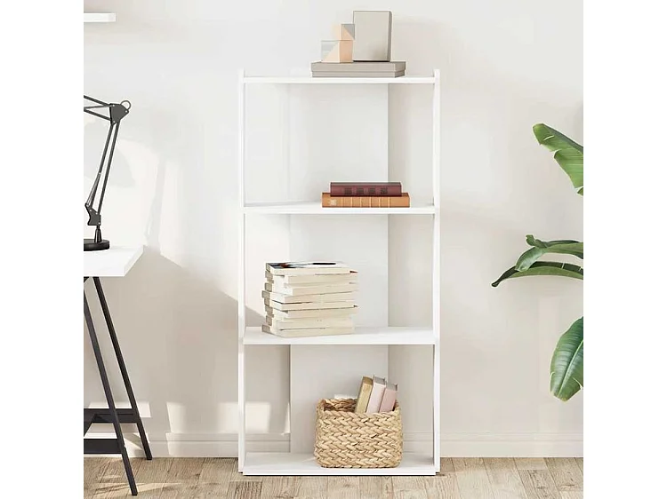 Bibliothèque à 3 niveaux blanc 60x30x120 bois d'ingénierie