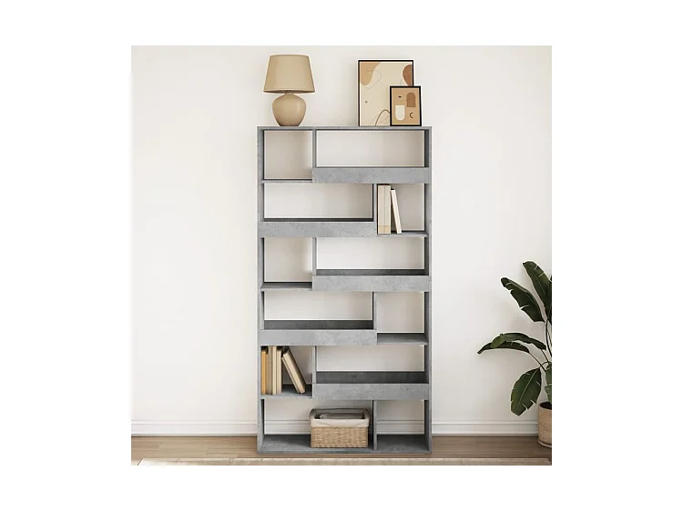 Bibliothèque gris béton 100x33x187,5 bois d'ingénierie