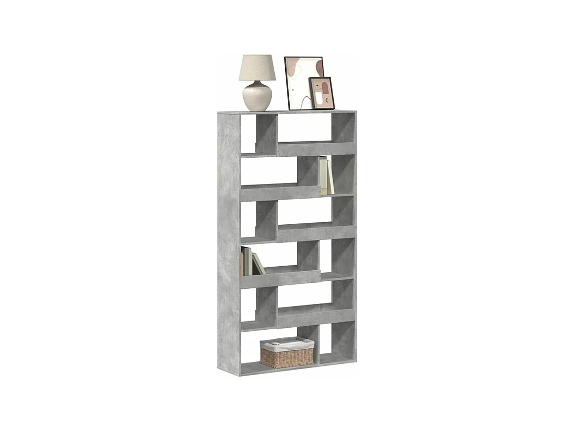 Bibliothèque gris béton 100x33x187,5 bois d'ingénierie
