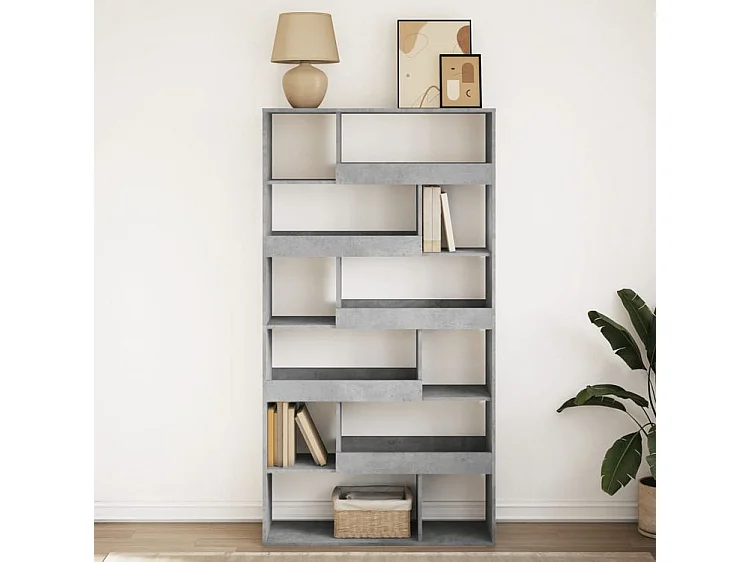 Bibliothèque gris béton 100x33x187,5 bois d'ingénierie