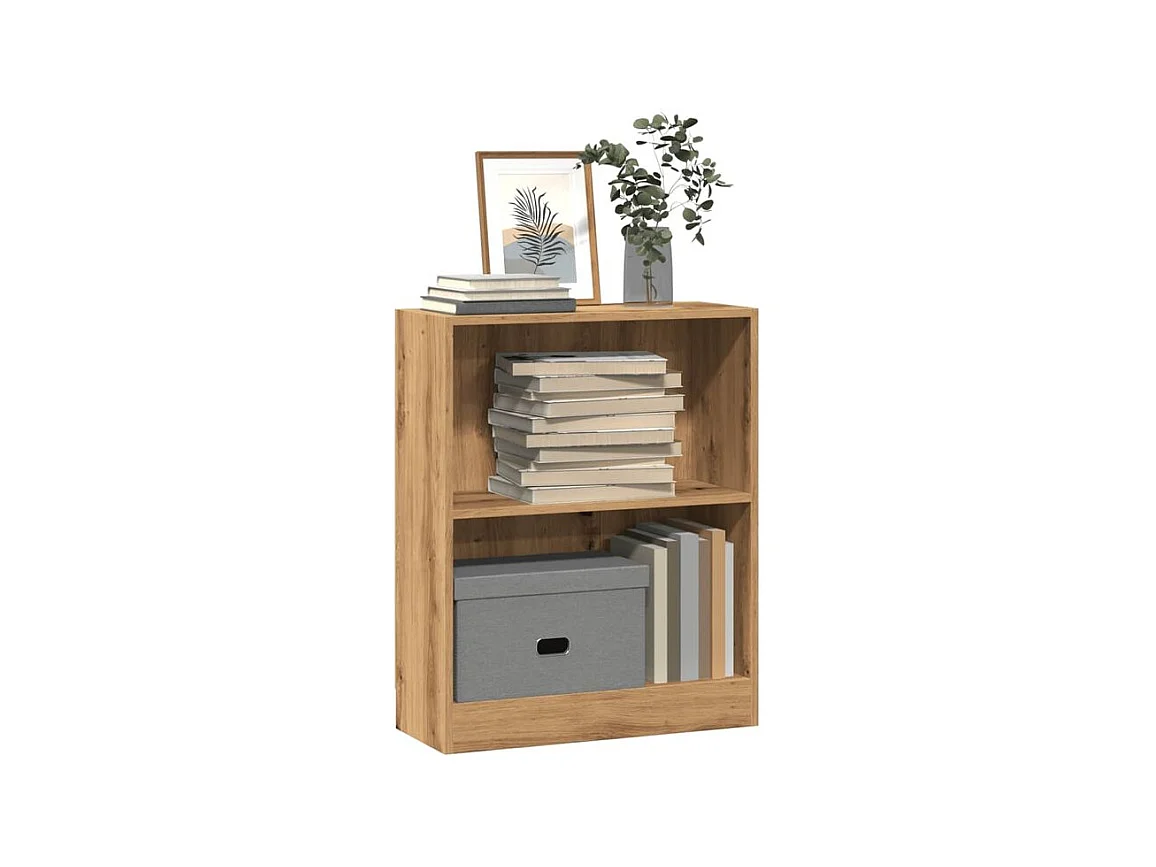 Bibliothèque chêne artisanal 60x24x76 bois d'ingénierie