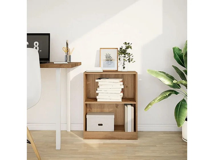 Bibliothèque chêne artisanal 60x24x76 bois d'ingénierie