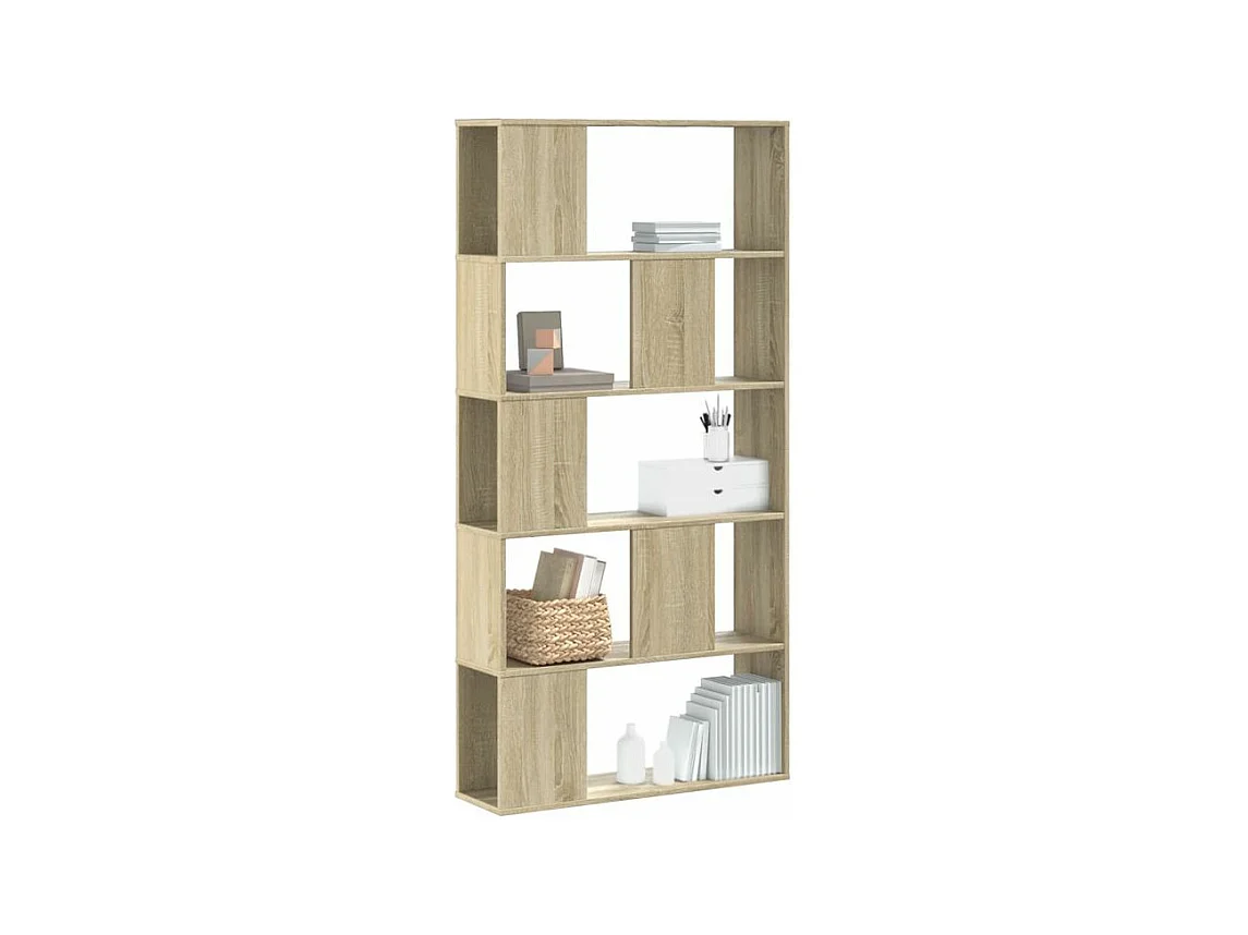 Bibliothèque 5 niveaux chêne sonoma bois d'ingénierie