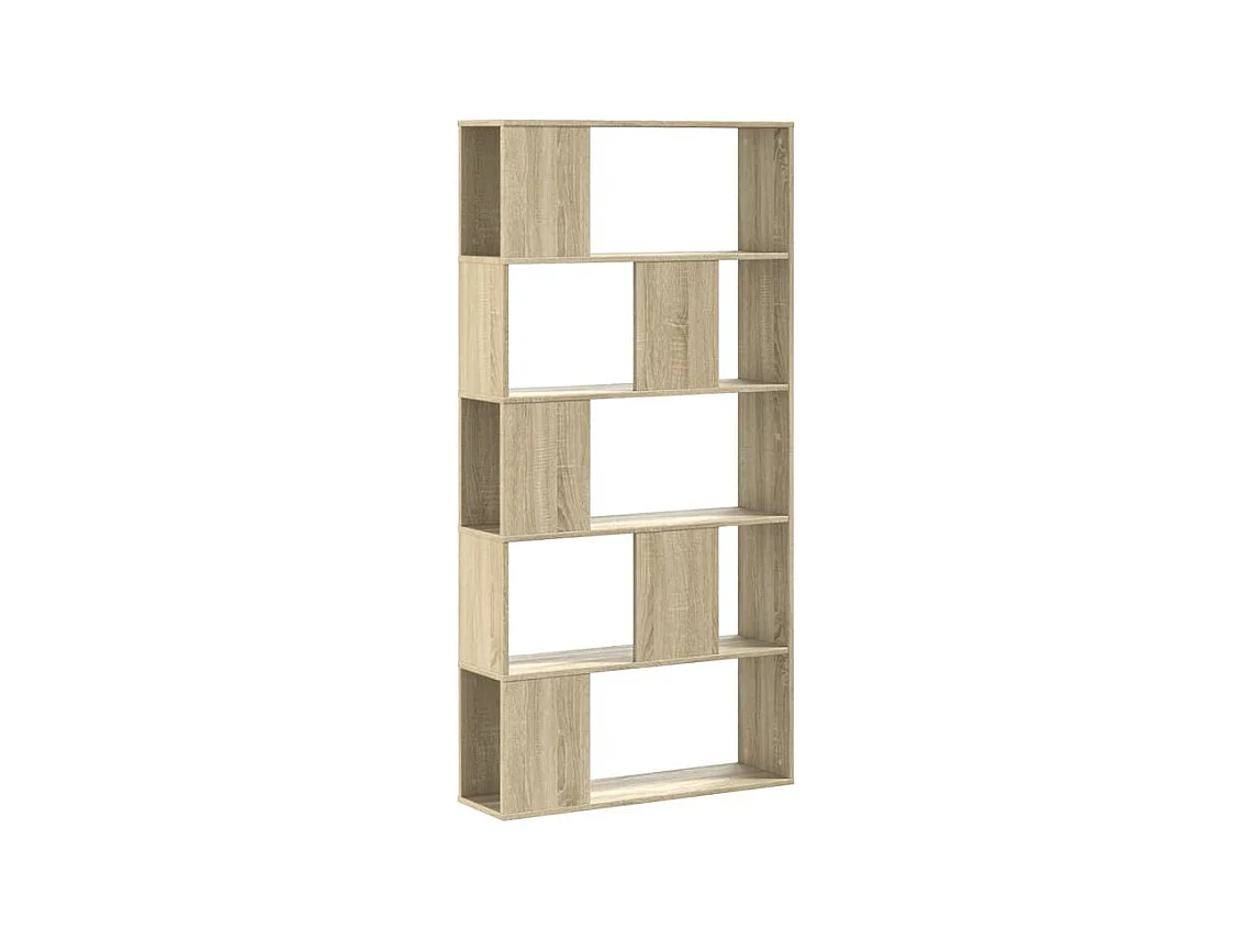 Bibliothèque 5 niveaux chêne sonoma bois d'ingénierie