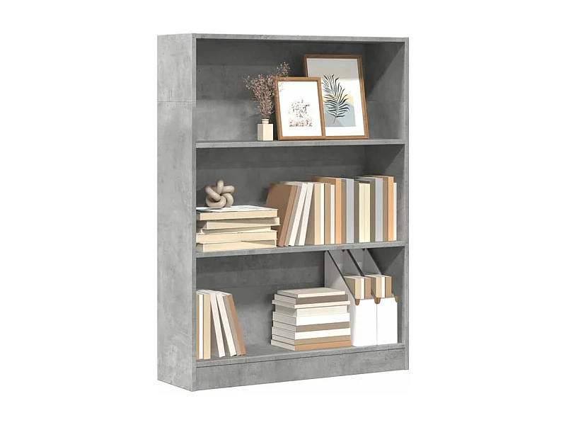 Bibliothèque gris béton 80x24x109 bois d'ingénierie