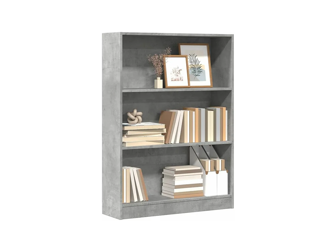 Bibliothèque gris béton 80x24x109 bois d'ingénierie
