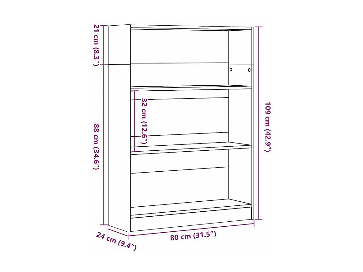Bibliothèque gris béton 80x24x109 bois d'ingénierie