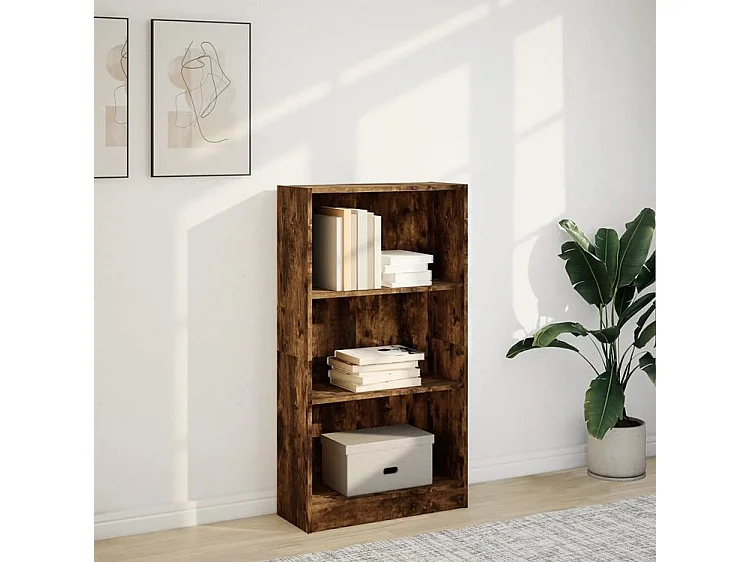 Bibliothèque chêne fumé 60x24x109 bois d'ingénierie