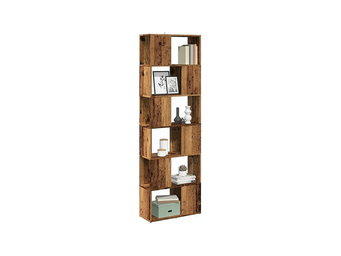 Bibliothèque séparateur en bois Mikola 60cm - Simple et moderne-Couleur Marron noisette