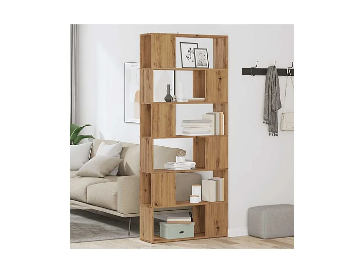 Bibliothèque-Séparateur de pièce chêne artisanal 80x24x186