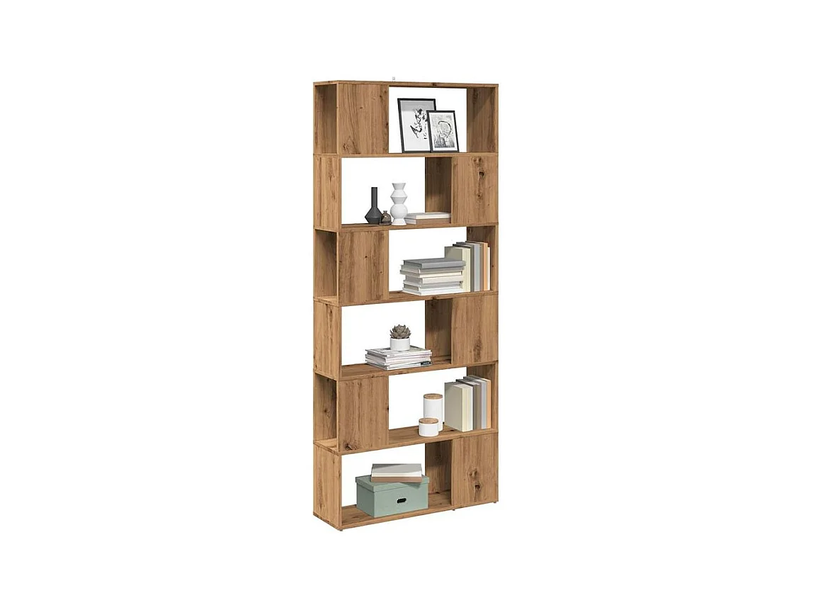 Bibliothèque-Séparateur de pièce chêne artisanal 80x24x186
