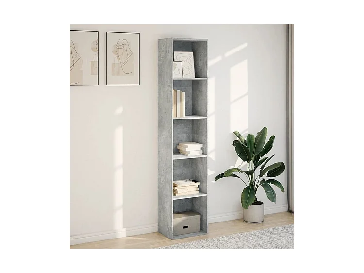 Bibliothèque gris béton 40x30x189 bois d'ingénierie