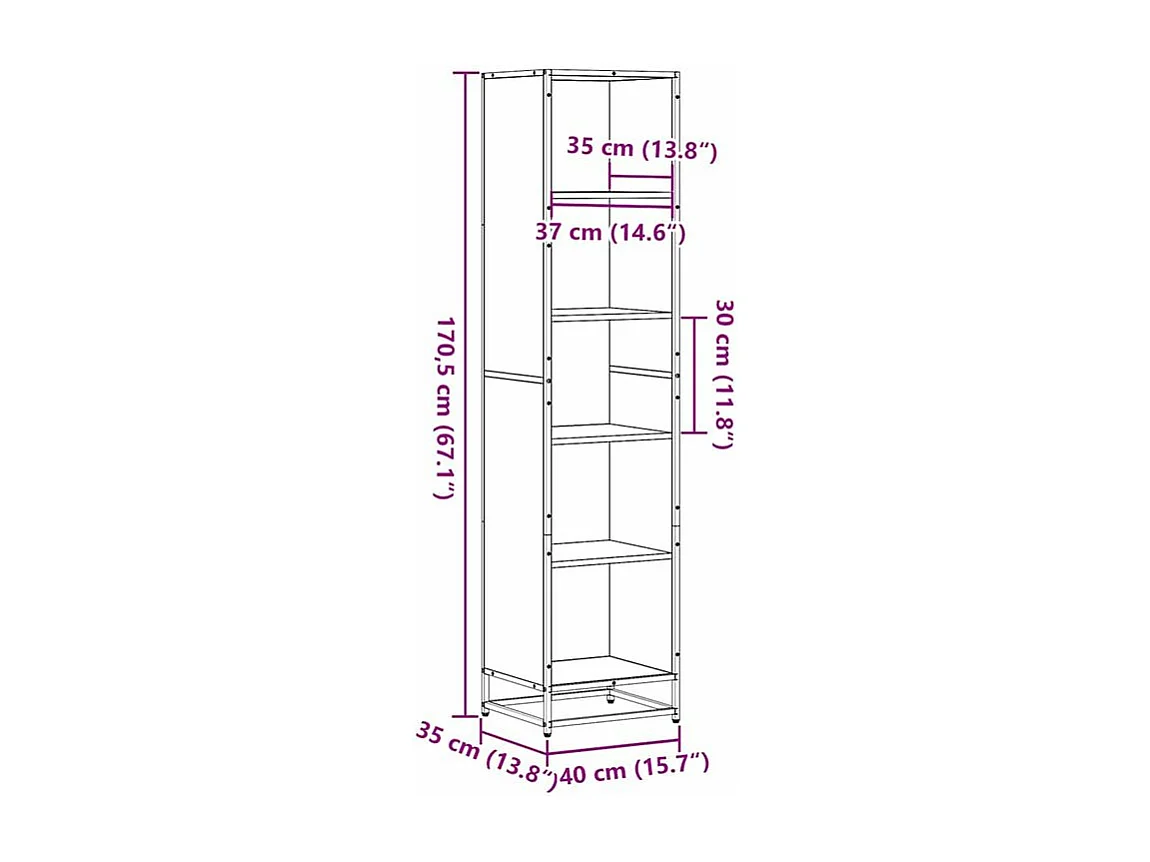 Bibliothèque sonoma gris 40x35x170,5 bois d'ingénierie
