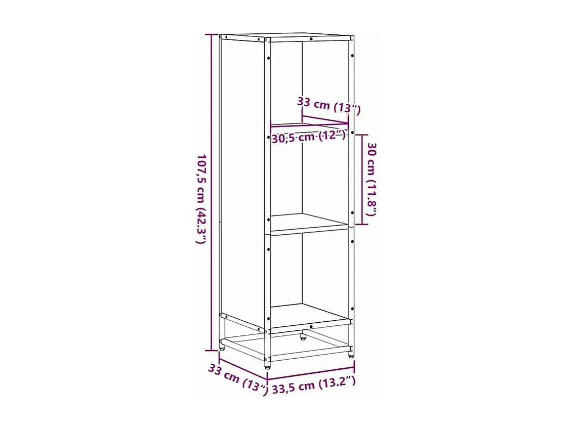 Bibliothèque chêne marron 33,5x33x107,5 bois d'ingénierie