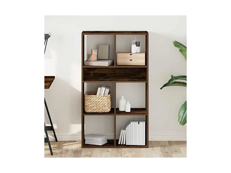 Bibliothèque chêne fumé 66x31x112 bois d'ingénierie