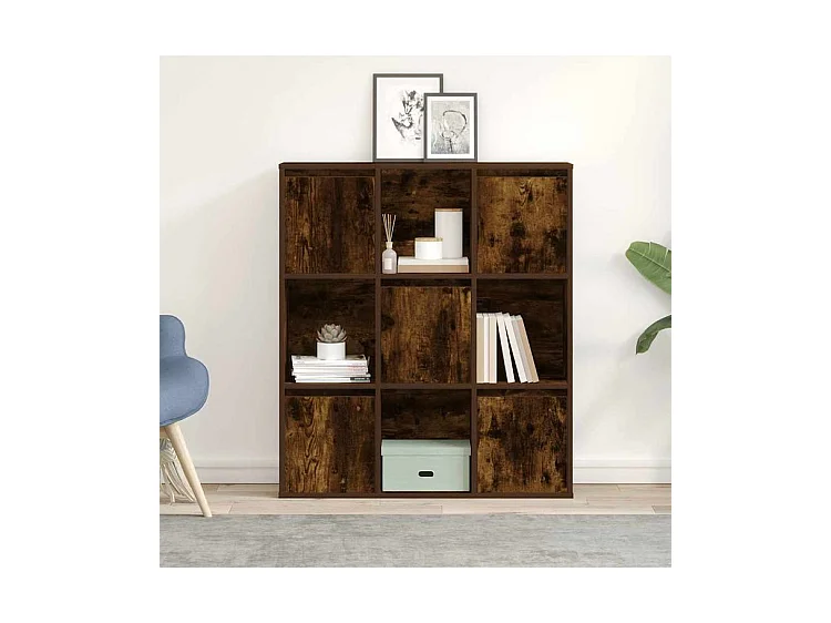 Meuble de rangement Kate 89cm - 4 niches 5 portes-Couleur Marron fumé