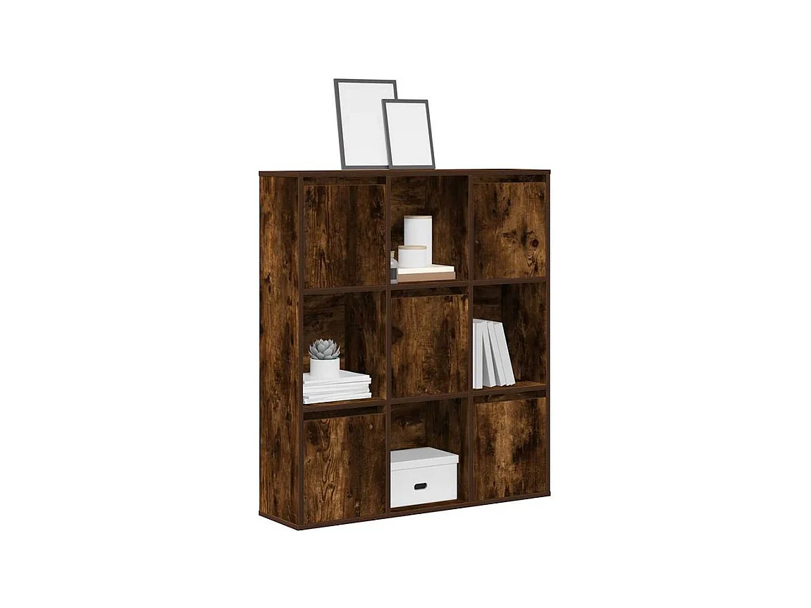 Meuble de rangement Kate 89cm - 4 niches 5 portes-Couleur Marron fumé