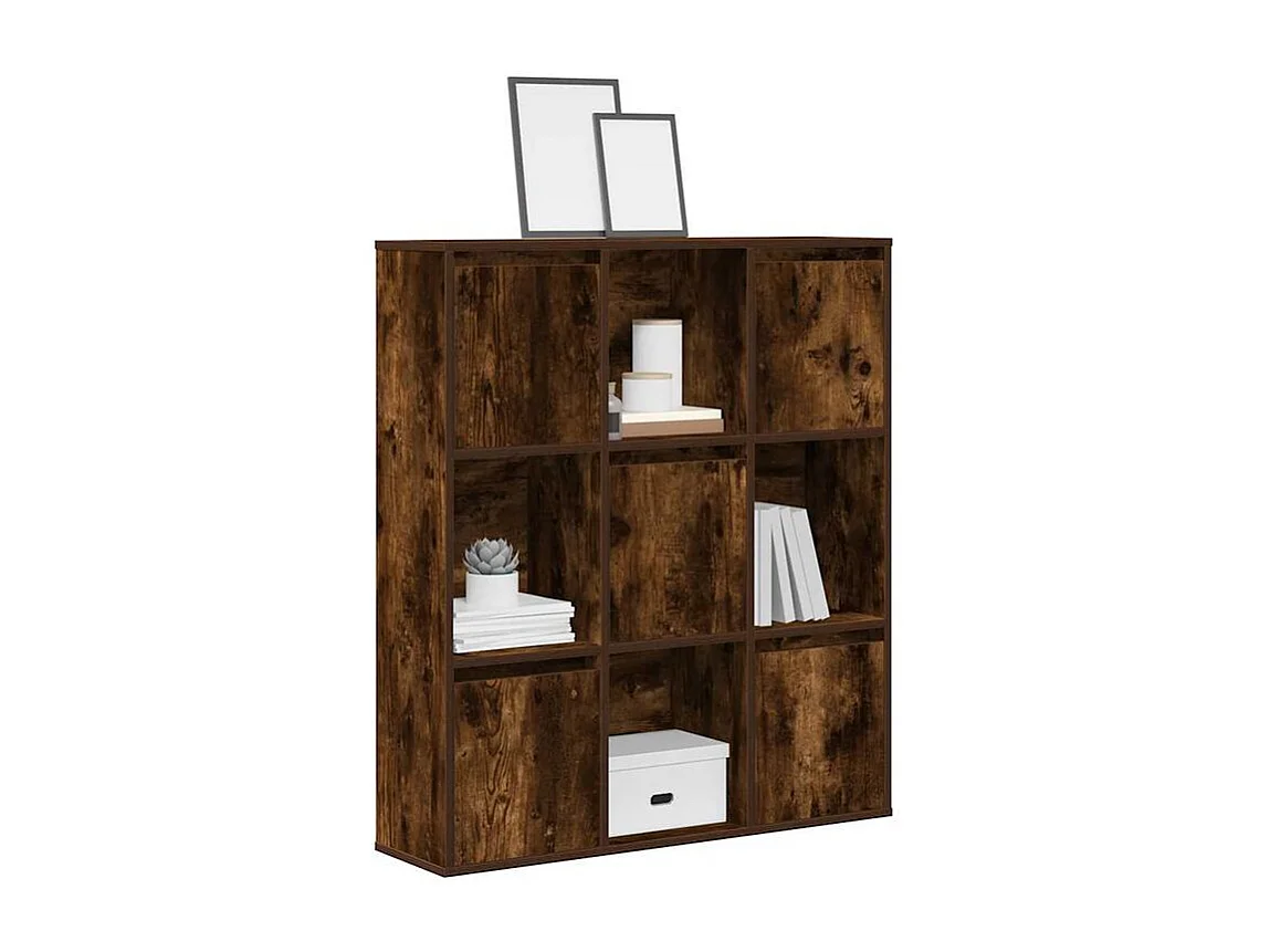 Meuble de rangement Kate 89cm - 4 niches 5 portes-Couleur Marron fumé