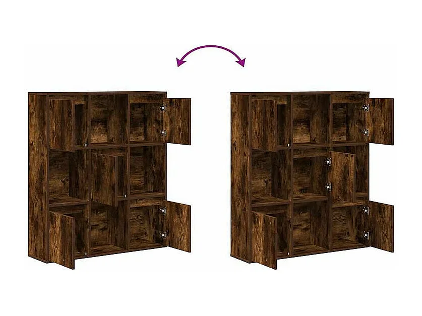 Meuble de rangement Kate 89cm - 4 niches 5 portes-Couleur Marron fumé