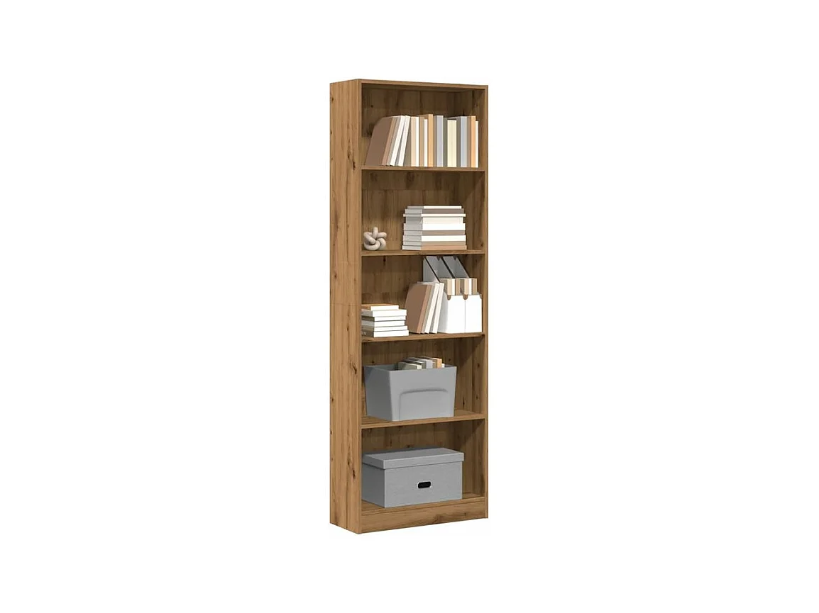 Bibliothèque chêne artisanal 60x24x176 bois d'ingénierie