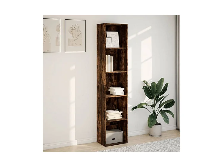Bibliothèque chêne fumé 40x30x189 bois d'ingénierie