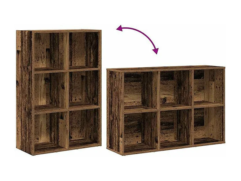Bibliothèque-Buffet vieux bois 66x30x98 bois d'ingénierie