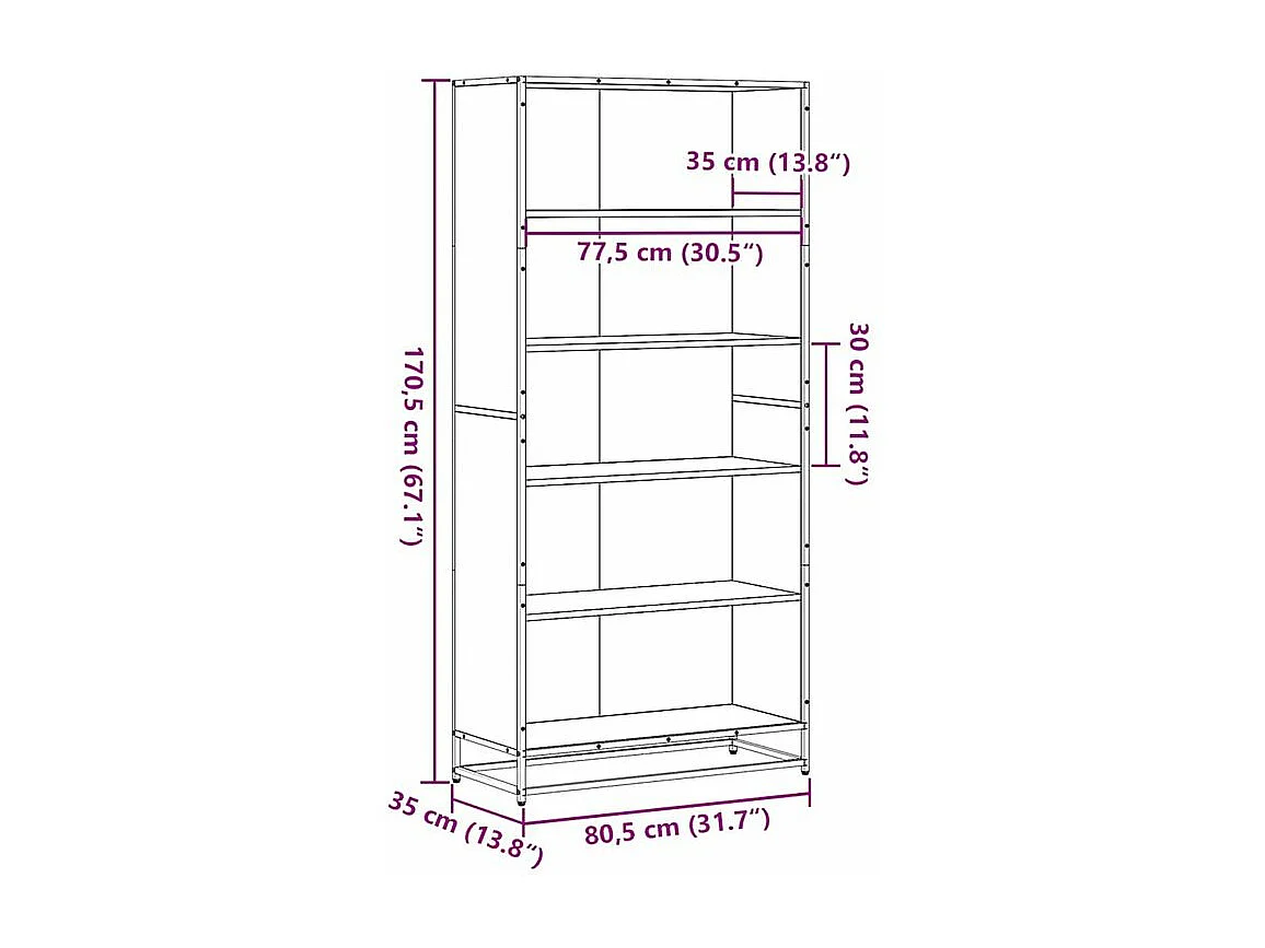Bibliothèque chêne sonoma 80,5x35x170,5 bois d'ingénierie