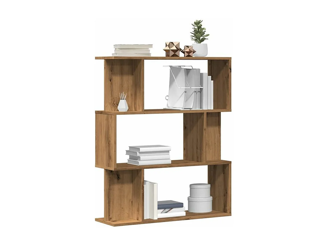 Bibliothèque séparateur en bois Mikola 80cm - Simple et moderne-Couleur Marron clair