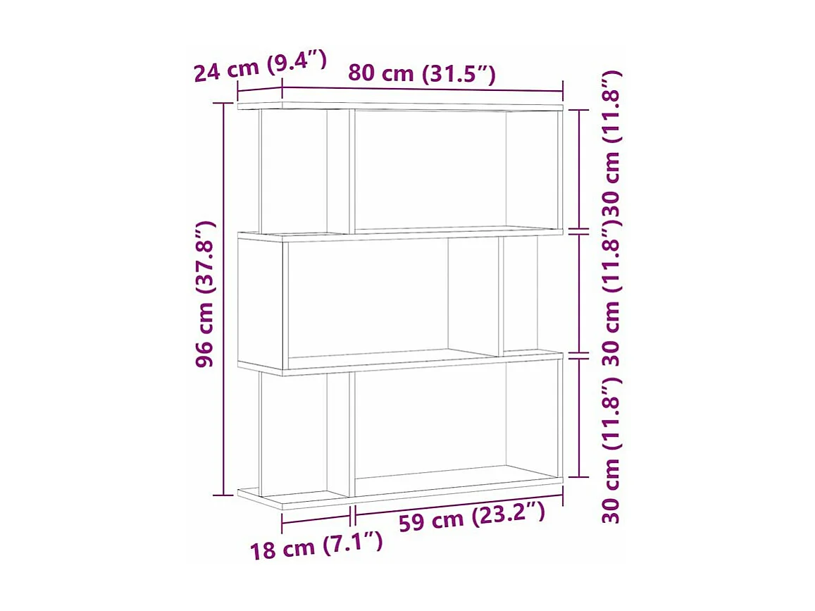 Bibliothèque séparateur en bois Mikola 80cm - Simple et moderne-Couleur Marron clair