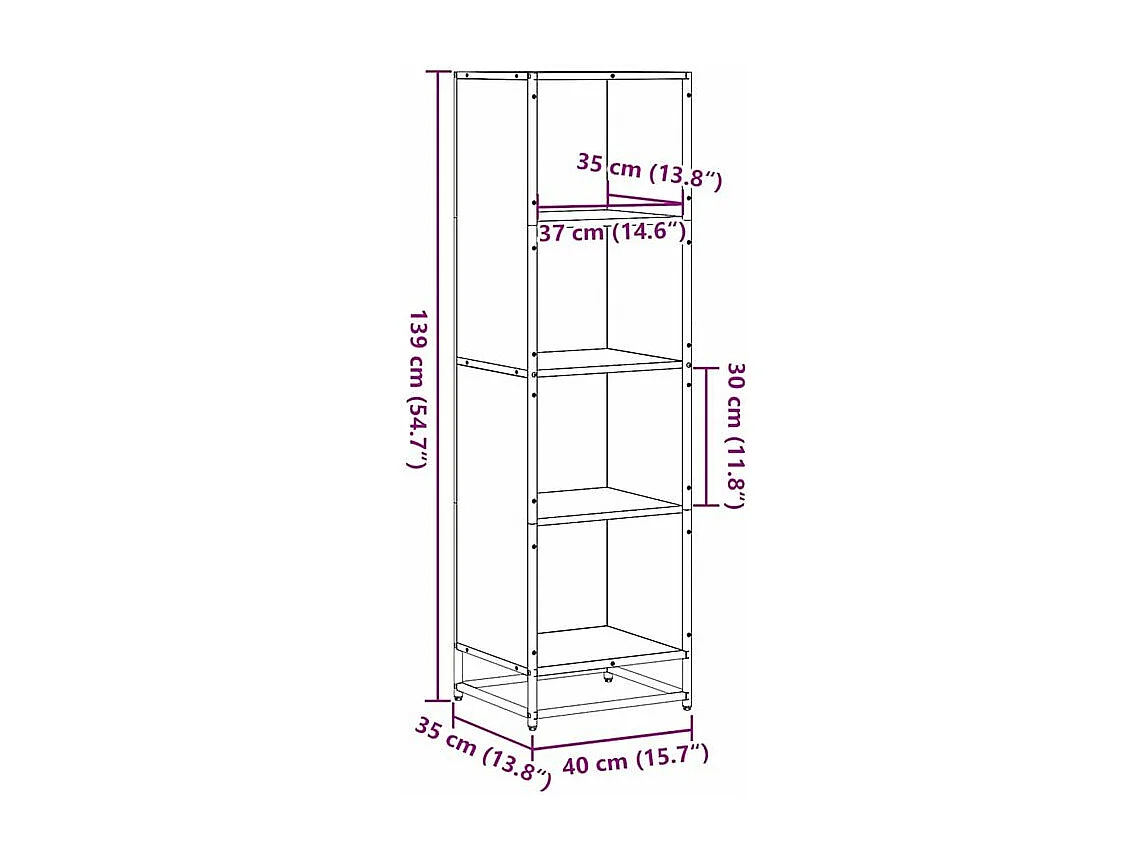 Bibliothèque sonoma gris 40x35x139 bois d'ingénierie