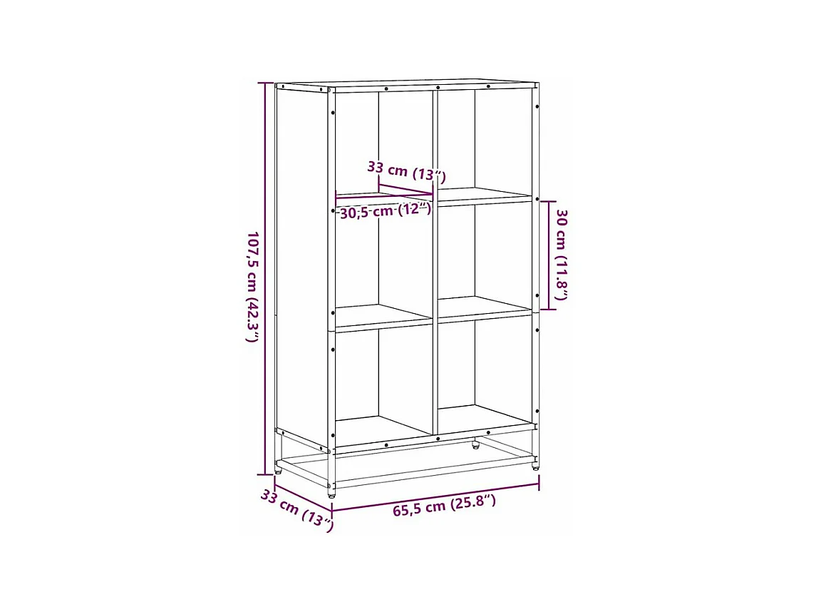 Bibliothèque chêne sonoma 65,5x33x107,5 bois d'ingénierie