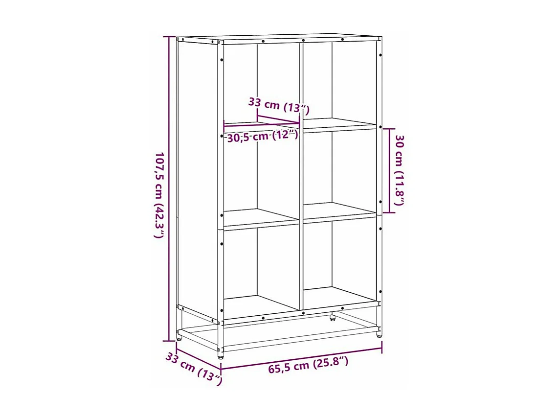 Bibliothèque chêne sonoma 65,5x33x107,5 bois d'ingénierie